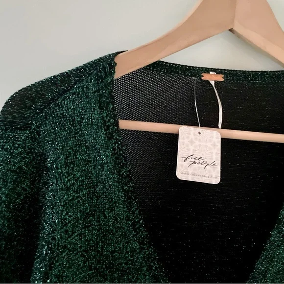 FREE PEOPLE Emmaline Metallic Cardigan Sweater in Alpine Combo - Picture 9 of 13